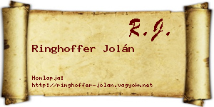Ringhoffer Jolán névjegykártya
